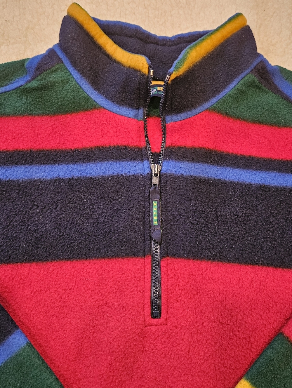 Vintage Ebtek Eddie Bauer Mens Pullover L Fleece Half Zip Striped XXXL - Picture 2 of 10